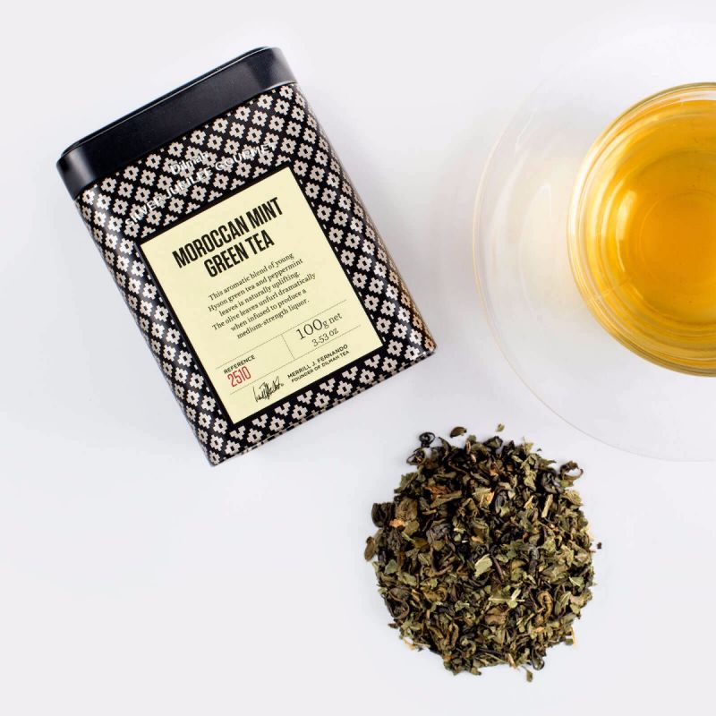 Dilmah Silver Jubilee Moroccan Mint Green Tea Tin Caddy – 100g Loose Leaf