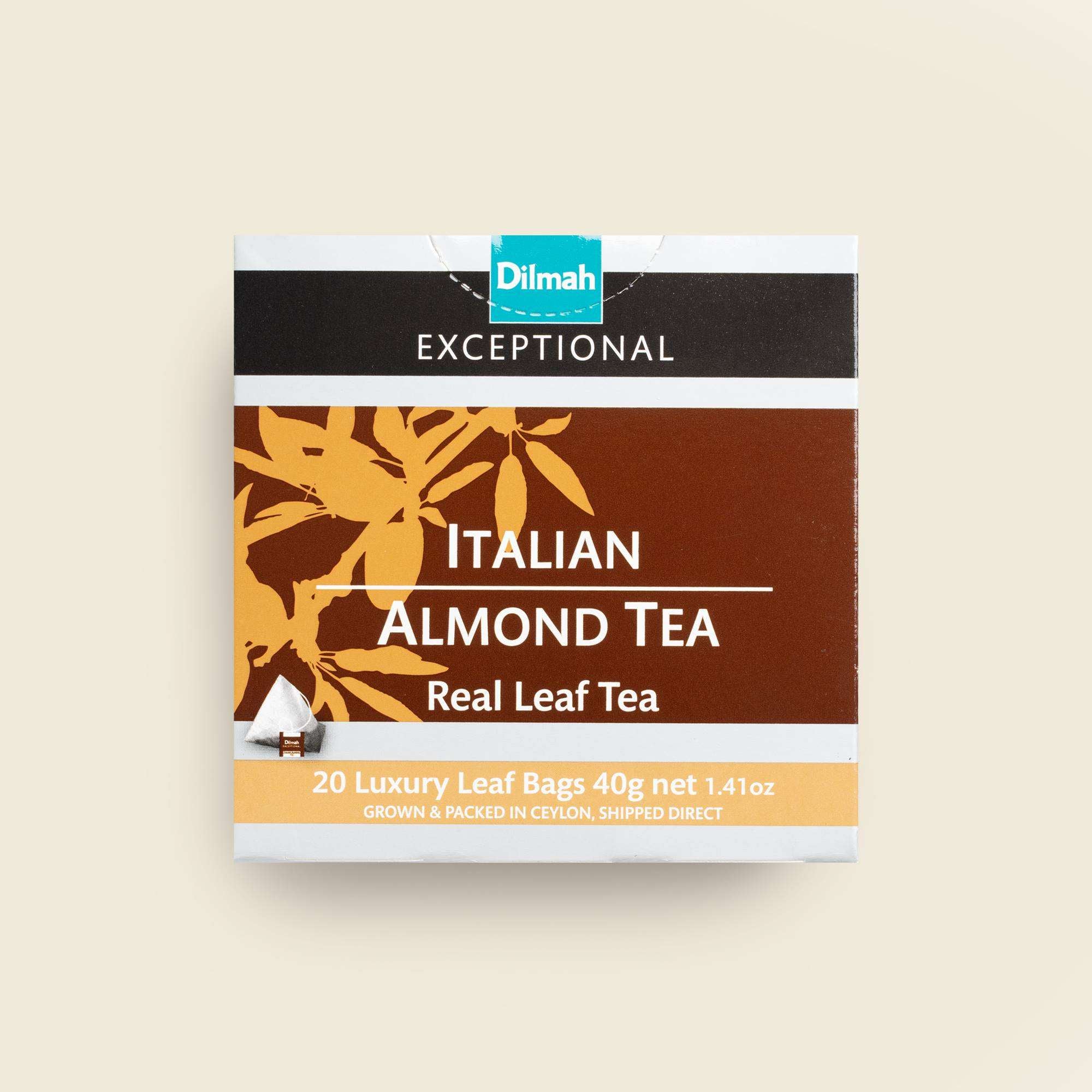 Exceptional Italian Almond Ceylon Black Tea-20 Luxury Leaf Tea Bags