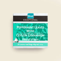 Exceptional Peppermint Leaves with Ceylon Cinnamon Natural Infusion-20 Luxury Leaf Tea Bags