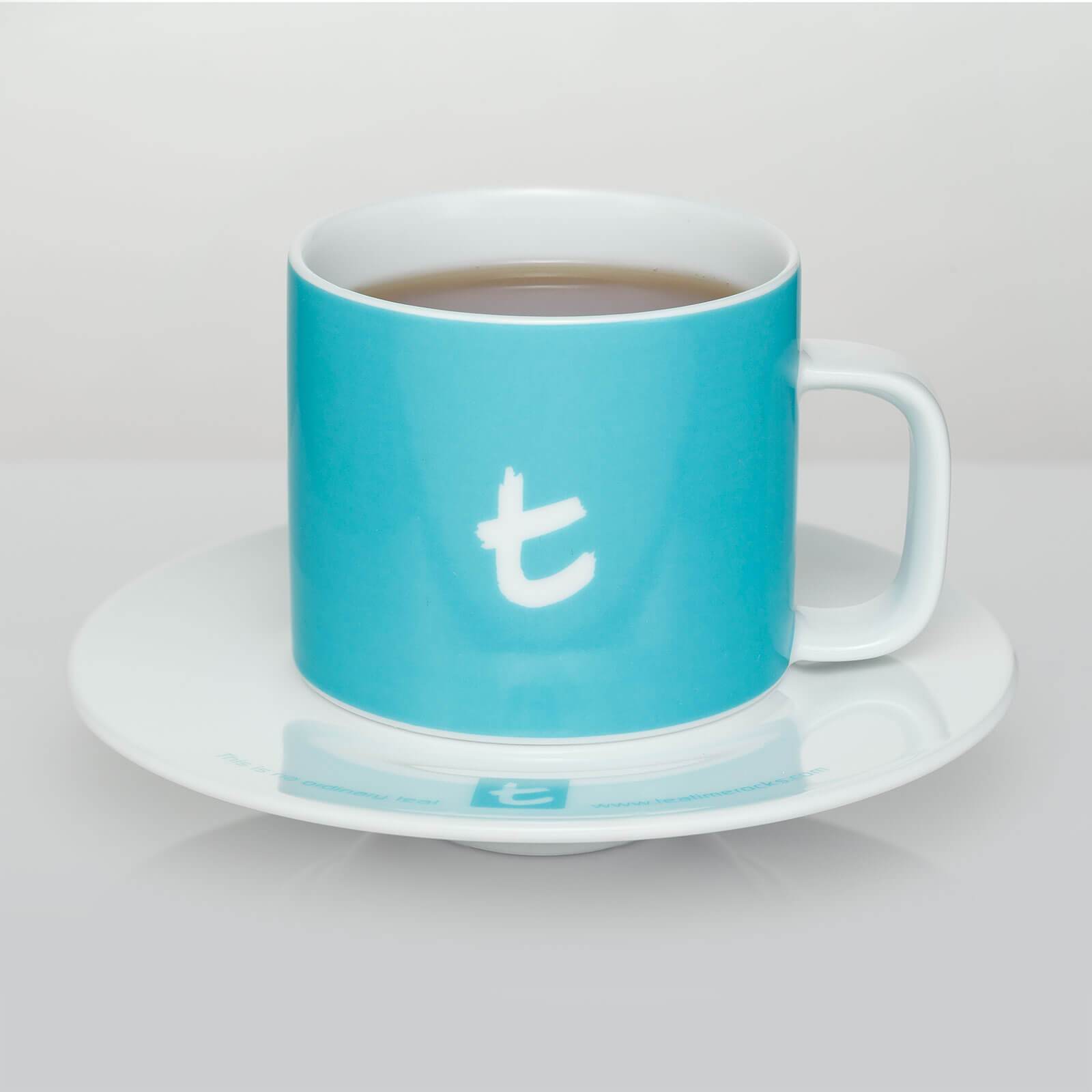 t-Series Sky Blue Porcelain Mug & Saucer – 250ml Tea Cup