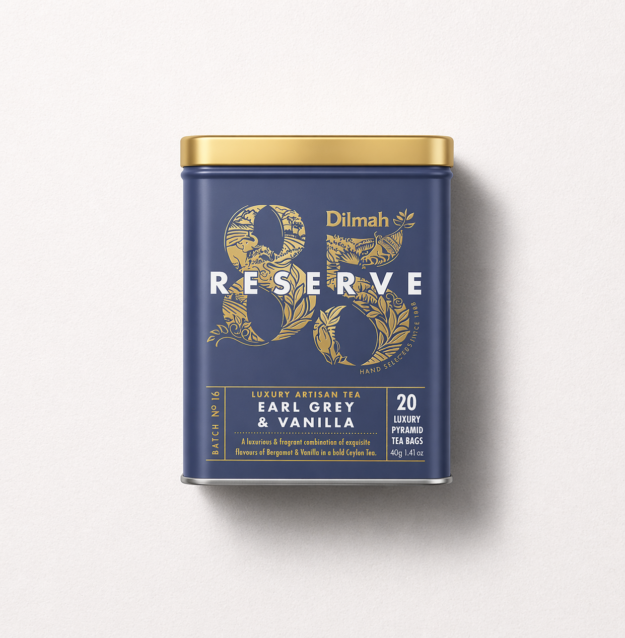 Dilmah 85 Reserve Earl Grey & Vanilla Ceylon Black Tea – 20 Luxury Leaf Bags