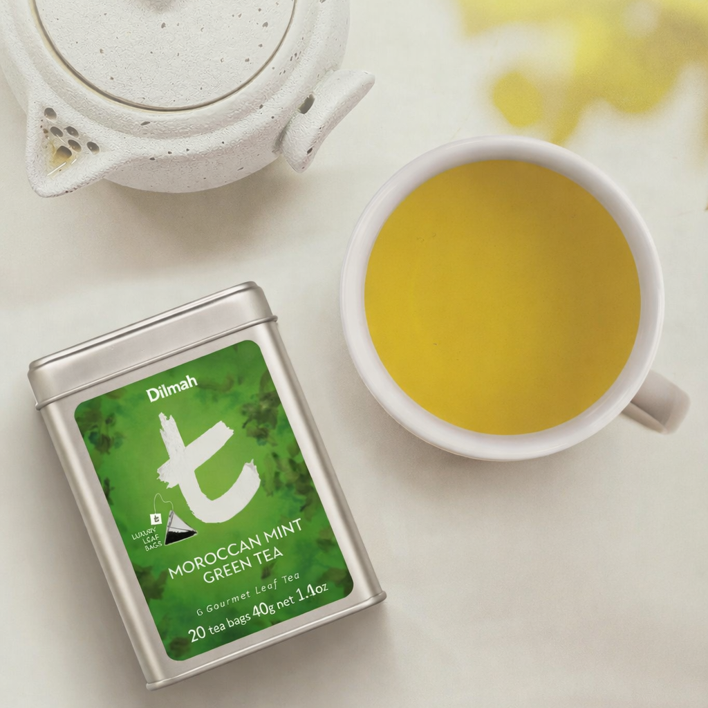 t-Series Moroccan Mint Green Tea Tin Caddy-20 Luxury leaf Tea Bags