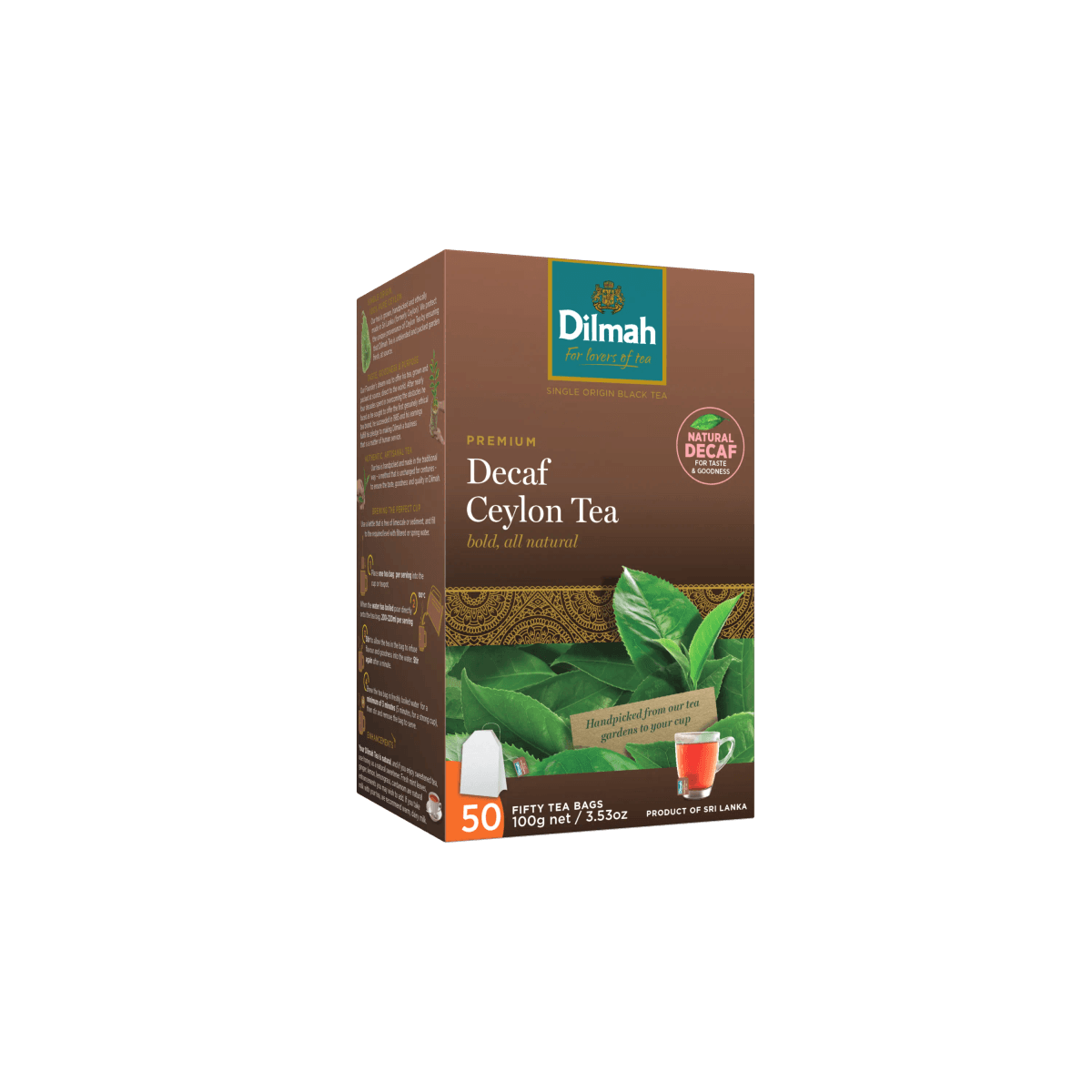 Dilmah Caffeine Free Premium Ceylon Black Tea – 50 Tea Bags