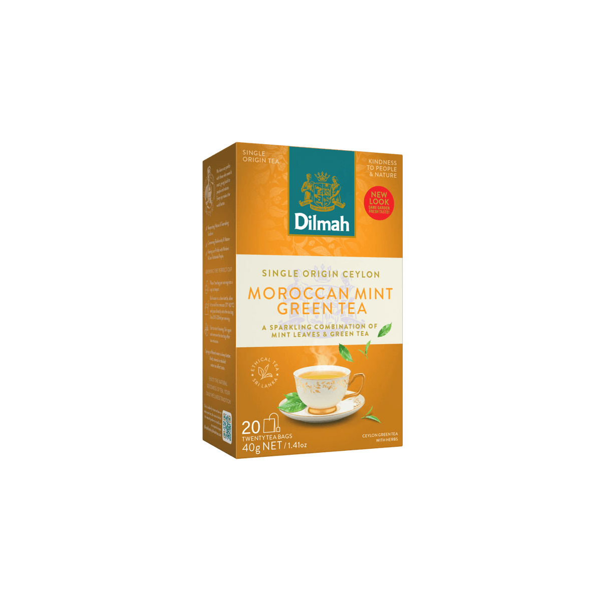 Dilmah Moroccan Mint Green Tea box on a white background