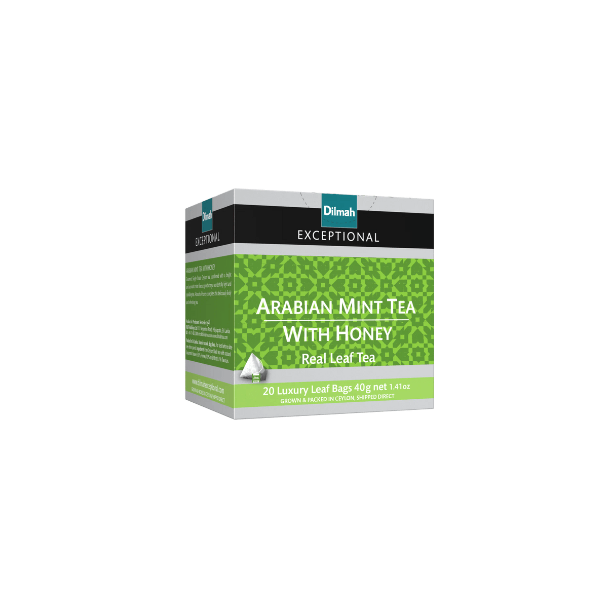 Exceptional Arabian Mint with Honey Ceylon Black Tea-20 Luxury Leaf Tea Bags