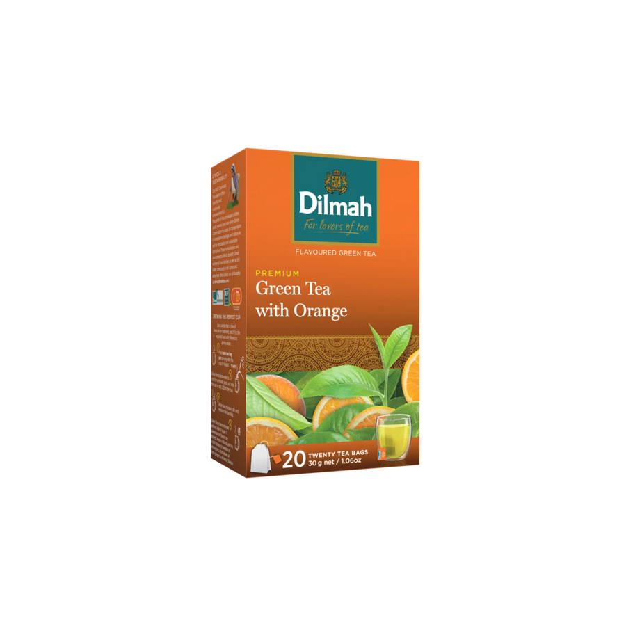 Premium Green Tea With Orange-20 Tea Bags with Tag