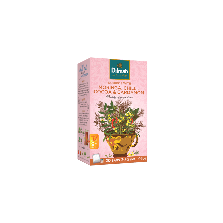 Red Rooibos Moringa, Chilli, Cocoa & Cardamom Infusion-20 Tea Bags with Tag