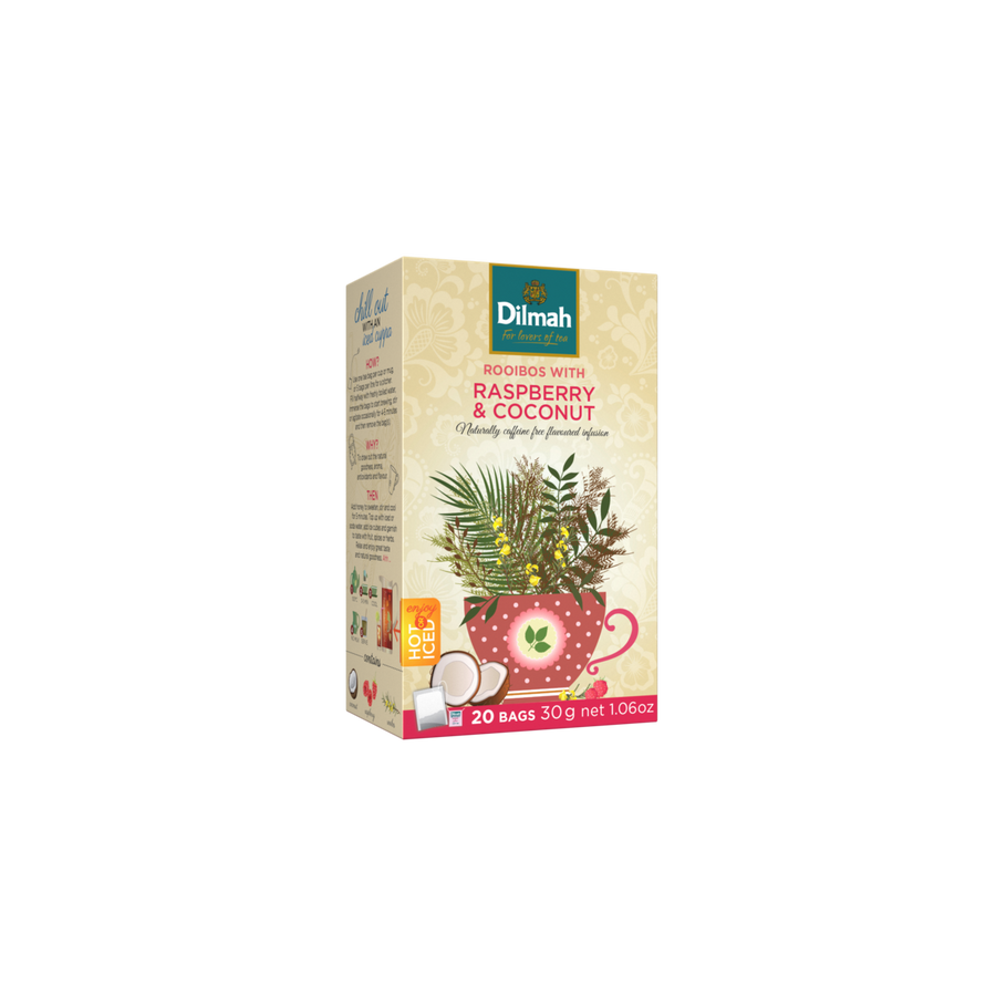 Red Rooibos Raspberry & Coconut Infusion-20 Tea Bags with Tag