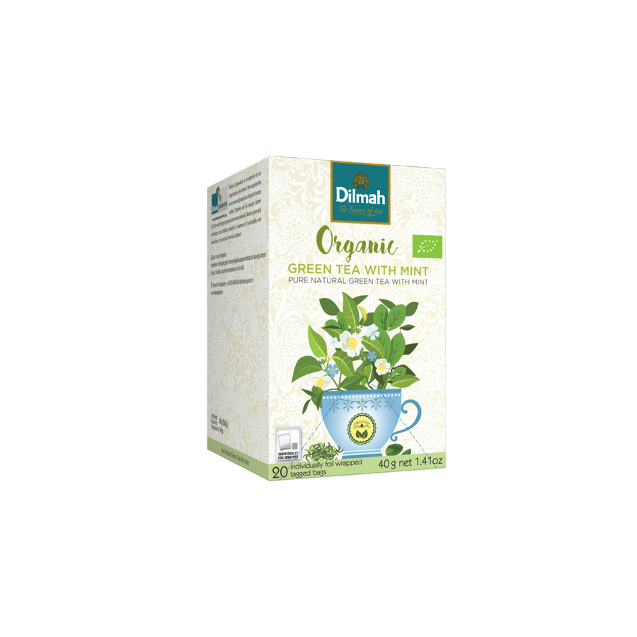 Dilmah Certified Organic Ceylon Green Tea with Mint – 20 Bags