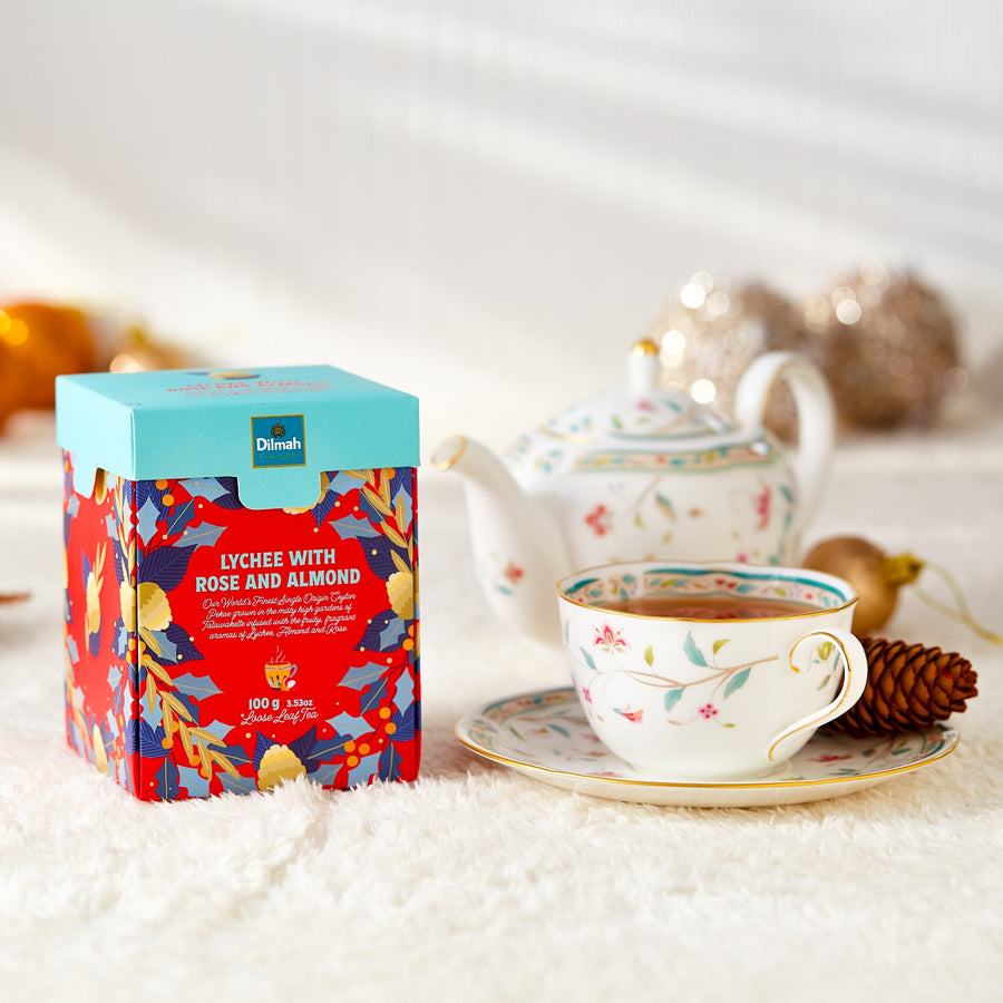 Christmas Tales Lychee, Rose & Almond Ceylon Black Tea – 100g Loose Leaf