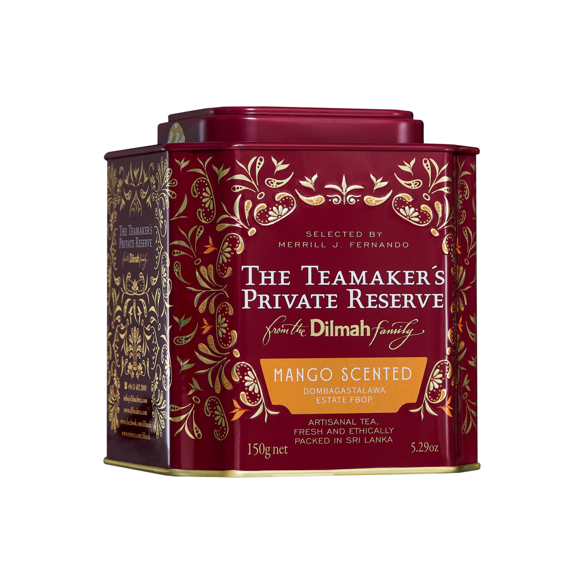 TPR Mango Scented Dombagastalawa Estate FBOP Ceylon Black Tea Caddy-150g Loose Leaf