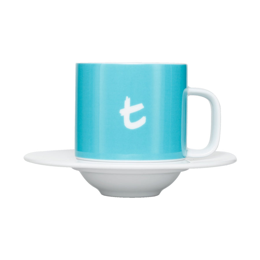 t-Series Sky Blue Porcelain Mug & Saucer – 250ml Tea Cup