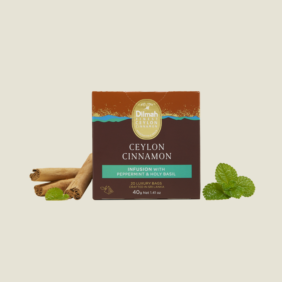 Ceylon Cinnamon Infusion with Peppermint and Holy Basil-20 Luxury Bags