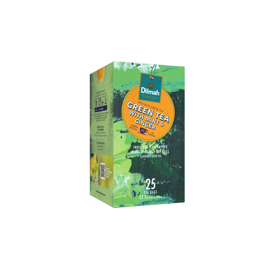 YUM Green Tea with Mint & Ginger Pack - Individually Wrapped Tea Bags