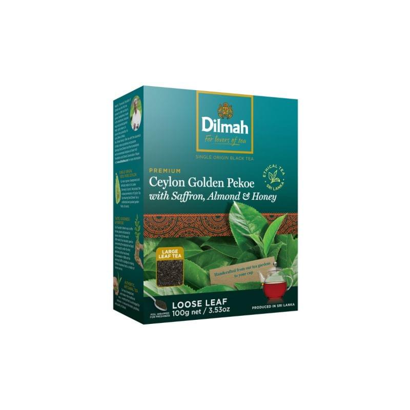Dilmah Premium Ceylon Golden Pekoe Black Tea with Saffron, Almond & Honey – 100g Loose Leaf