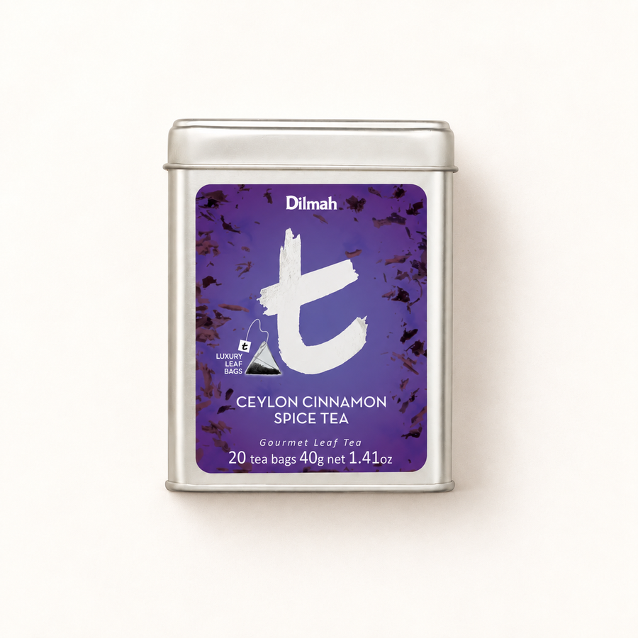 t-Series Ceylon Cinnamon Spice Black Tea Tin Caddy-20 Luxury Leaf Tea Bags